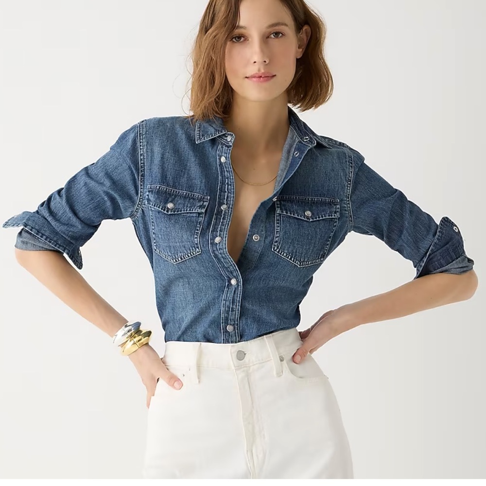 J Crew Petite Slim-Fit Chambray Shirt in Colebrook Wash, AW207 NWOT